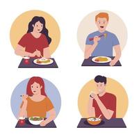 vector collection of people eating food concept