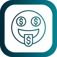 diseño de icono de vector de cara de boca de dinero