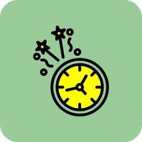 New Year Clock Vector Icon Design
