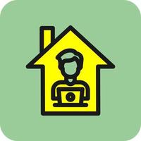 Man Working at Home Vector Icon Design