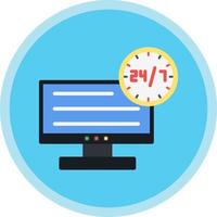 24 7 Monitoring Vector Icon Design