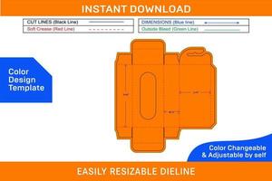 Hanging cardboard pencil box with window dieline template and 3D box design Color Design Template vector