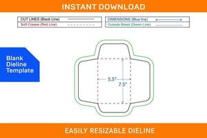 Open end Small size envelope or Catalog envelope 5.5x7.5 inch die cut template Blank dieline template vector