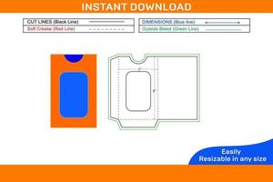 Invitation display envelope 5x8 inch dieline template and 3D envelope Box dieline and 3D box vector