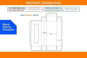Cosmetics window box dieline template and 3D box design Blank dieline template vector
