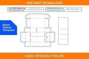 Mailer box or Corrugated shipping roll end box with separator dieline template Blank dieline template vector