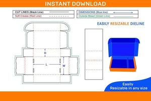 Mailer box or Corrugated shipping roll end box with separator dieline template Box dieline and 3D box vector