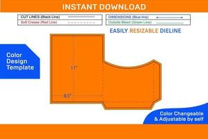 8.5x11 inch Rounded top shape Pocket or folder envelope die cut template Color Design Template vector