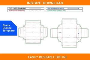 acanalado estándar Envío caja, sin pegamento plegable caja dieline modelo blanco dieline modelo vector
