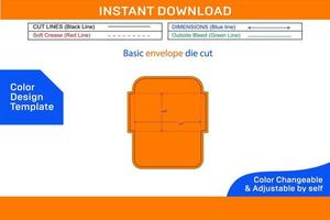 Basic envelope die cut template Color Design Template vector