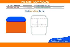 Basic envelope die cut template Box dieline and 3D box vector