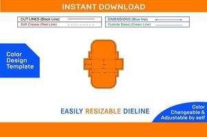 rosquilla caja o rápido comida caja dieline modelo y 3d caja diseño color diseño modelo vector