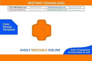 política abierta final 3x4.5 pulgada sobre o catalogar sobre dieline modelo color diseño modelo vector