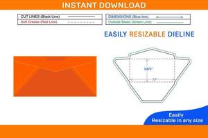 Regular Envelope 3.875x7.5 inch  die cut template Box dieline and 3D box vector