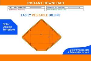 Envelope 4.75x8.5 inch dieline template and 3D envelope Color Design Template vector