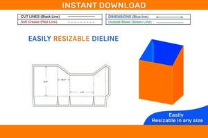 Leaflet cardboard box dieline template and 3D box design Box dieline and 3D box vector