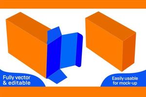 Custom Reverse Tuck  or RTE End folding box dieline template 3D box vector