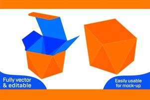 Diamond shape square size box dieline template and 3D box design 3D box vector