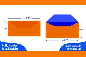 Creative envelope die cut template and 3D envelope design 3D box vector