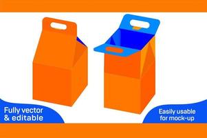 Tiffin or food carry box square size dieline template and 3D box design 3D box vector