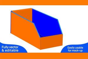 compartimiento caja, acanalado mostrador monitor caja morir cortar modelo y 3d caja diseño 3d caja vector