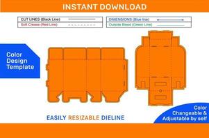 Shoe cover and tray box with holding notch Dieline template and 3D box design Color Design Template vector