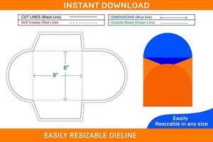 circulo sobre morir cortar modelo y 3d sobre caja dieline y 3d caja vector