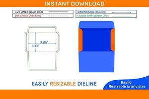 C6 size Document envelope or 4.5x6.4inch document envelope die cut template Box dieline and 3D box vector