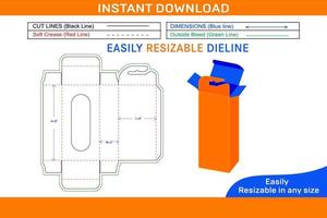 Hanging cardboard pencil box with window dieline template and 3D box design Box dieline and 3D box vector