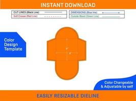 Circle envelope die cut template and 3D envelope Color Design Template vector