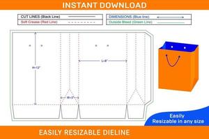 lujo papel compras bolso dieline modelo y 3d caja diseño caja dieline y 3d caja vector