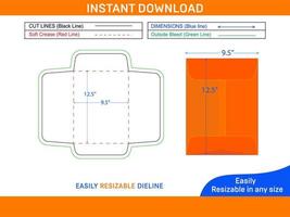 Catalog envelope 9.5x12.5 inch die cut template and 3D envelope design Box dieline and 3D box vector