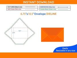 Custom envelope dieline template and 3D envelope design Box dieline and 3D box vector