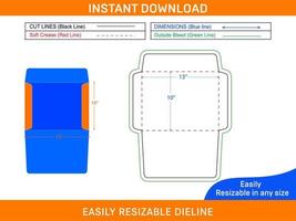 Booklet envelope 10x13 inch die cut template and 3D envelope design Box dieline and 3D box vector