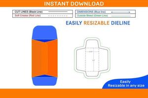 catalogar sobre, 3.125x5.5 pulgada abierto final sobre morir cortar modelo caja dieline y 3d caja vector