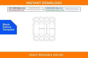 Chocolate box die cut template and 3D box design Blank dieline template vector