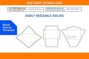 Envelope set dieline template and 3D envelope design Blank dieline template vector