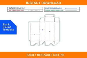 Auto bottom closer gift box die cut template and 3d box design Blank dieline template vector