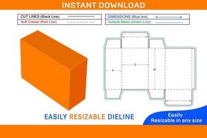 Custom Reverse Tuck  or RTE End folding box dieline template Box dieline and 3D box vector