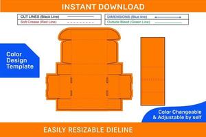 Mailer box or Corrugated shipping roll end box with separator dieline template Color Design Template vector