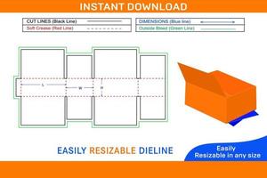 Corrugated  box styles, corrugated shipping box dieline template Box dieline and 3D box vector