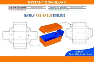 acanalado estándar Envío caja, sin pegamento plegable caja dieline modelo caja dieline y 3d caja vector