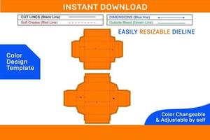acanalado estándar Envío caja, sin pegamento plegable caja dieline modelo color diseño modelo vector