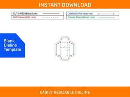 Open end envelope 2.25x3.5 inch die cut template and 3D envelope Blank dieline template vector