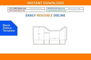 Leaflet cardboard box dieline template and 3D box design Blank dieline template vector