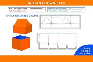 regalo caja, casa estilo sorpresa regalo caja dieline modelo y 3d caja diseño caja dieline y 3d caja vector