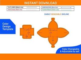 Chocolate gift box square size die cut template and 3D vector file Color Design Template
