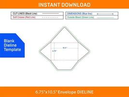Custom envelope dieline template and 3D envelope design Blank dieline template vector