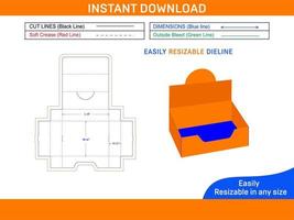 Display cardboard box dieline template and 3D box vector