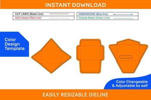 Envelope set dieline template and 3D envelope design Color Design Template vector